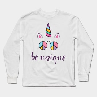 Be Unique Cute Inspiration Positive Cat Quote Long Sleeve T-Shirt